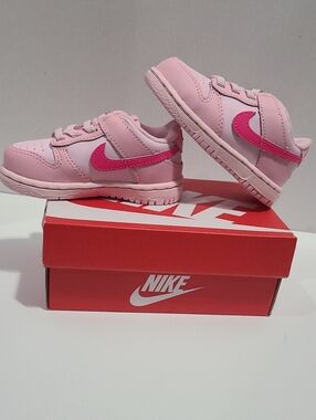 Nike Dunk Low 6c Kids Pink Sneakers with Hot Pink Swoosh New In Box